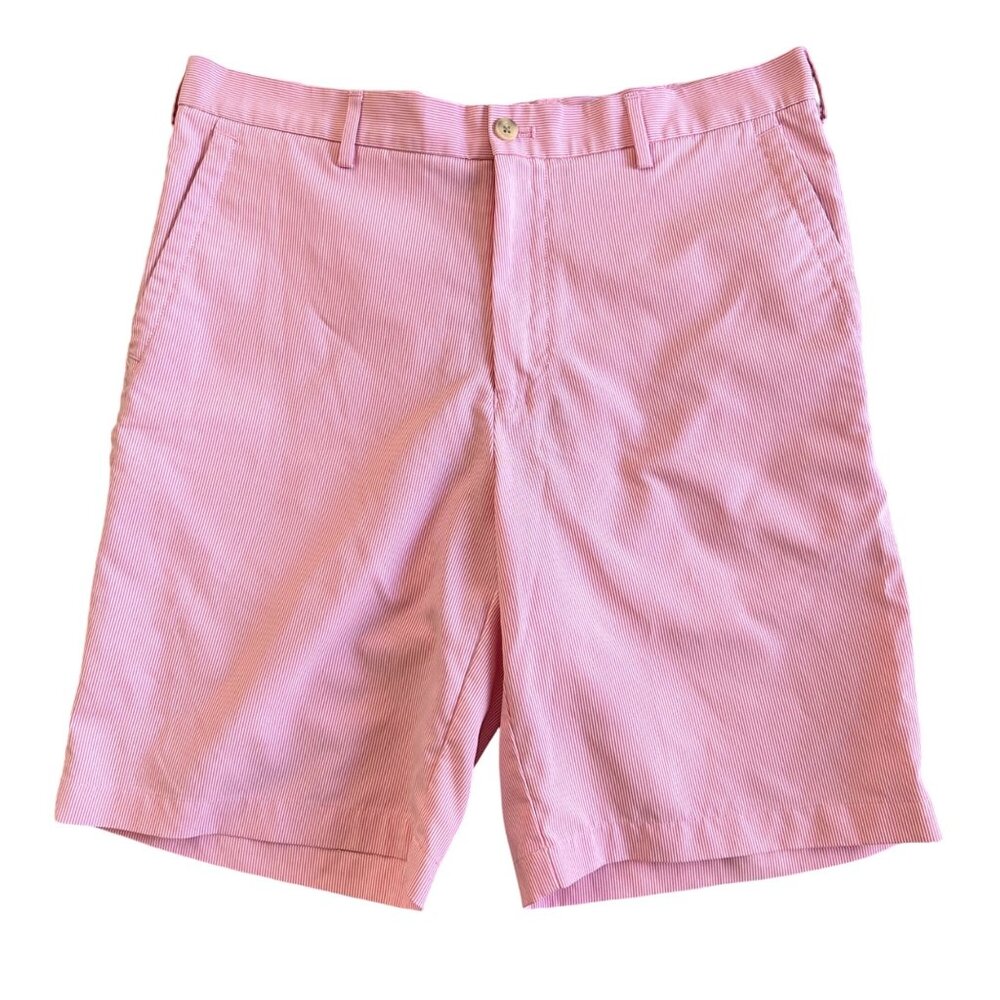 Peter Millar Men's Size 34 Featherweight Crown Sport Pink Striped Short